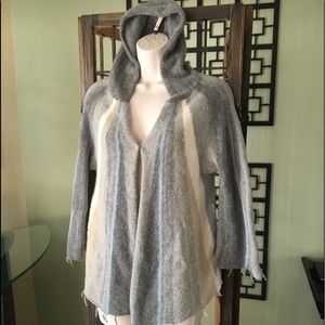 Free People Hooded Open Wool Grey Cardigan size Medium